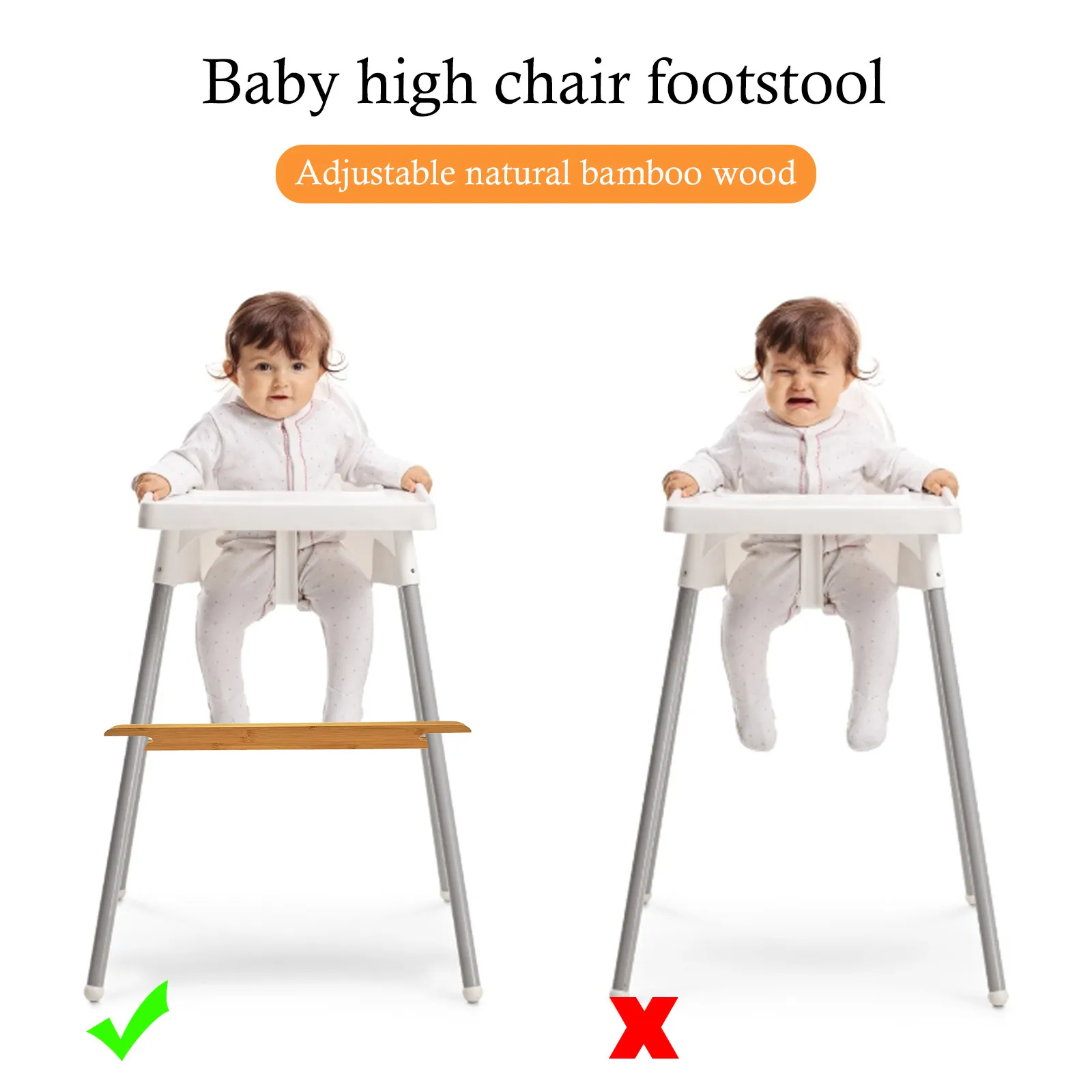 

Детский высокий стул для ног Нескользящие регулируемые высокие стулья из натурального бамбука педаль с резиновыми кольцами подставка для ...