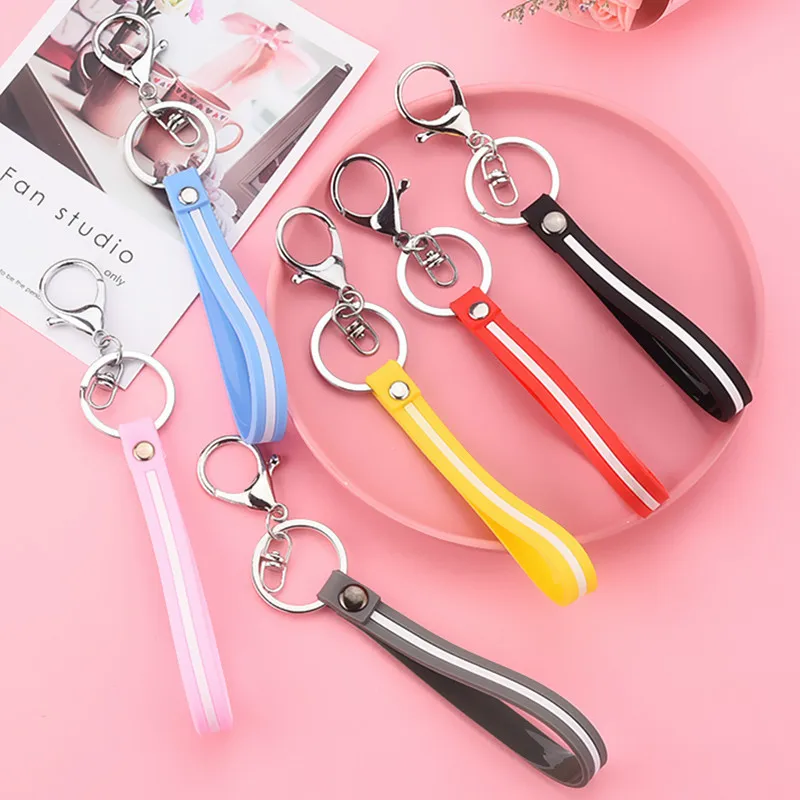 Креативный цветной кожаный брелок в полоску мягкий резиновый из ПВХ подвеска