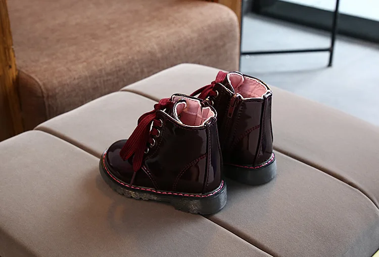JUSTSL Autumn Winter Children's Martin Boots Girls Boys Short Boots Baby Kids Plus Velvet Waterproof Cotton Shoes