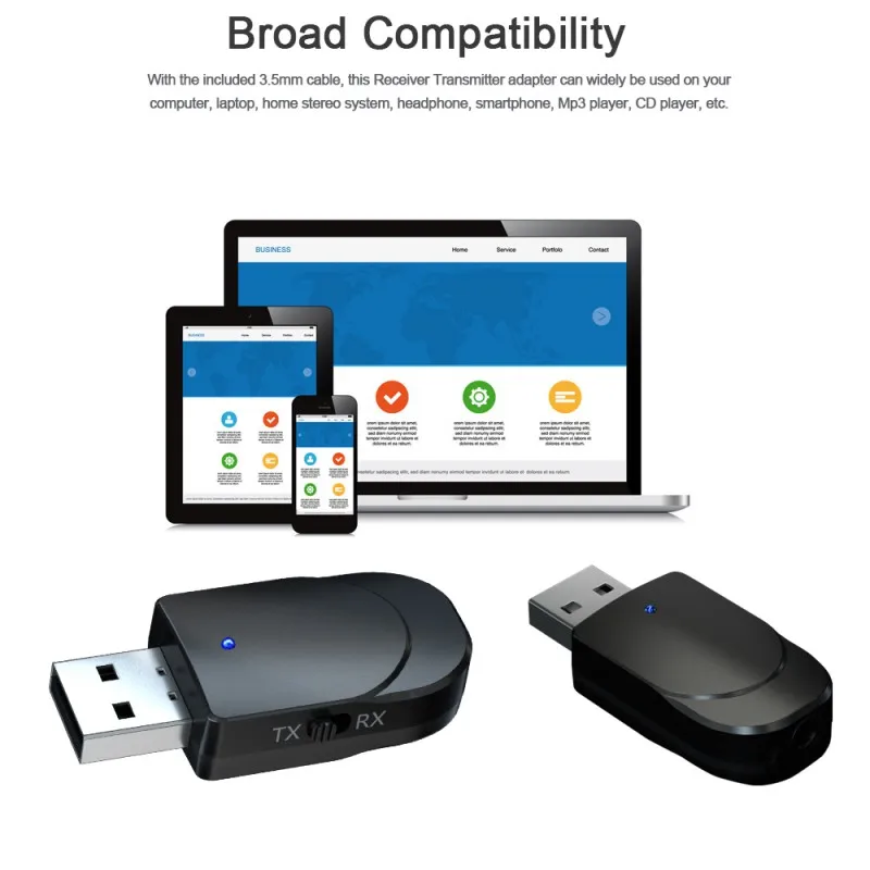 2-в-1 музыкальный аудиоприемник Bluetooth 5 0 Портативный Беспроводной адаптер