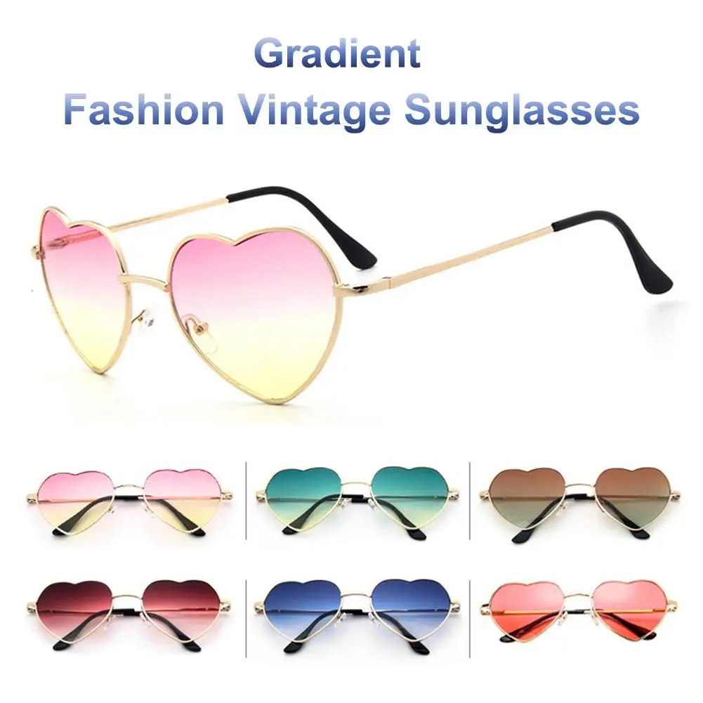 Женские солнцезащитные очки в форме сердца металлическая оправа HD градиентные