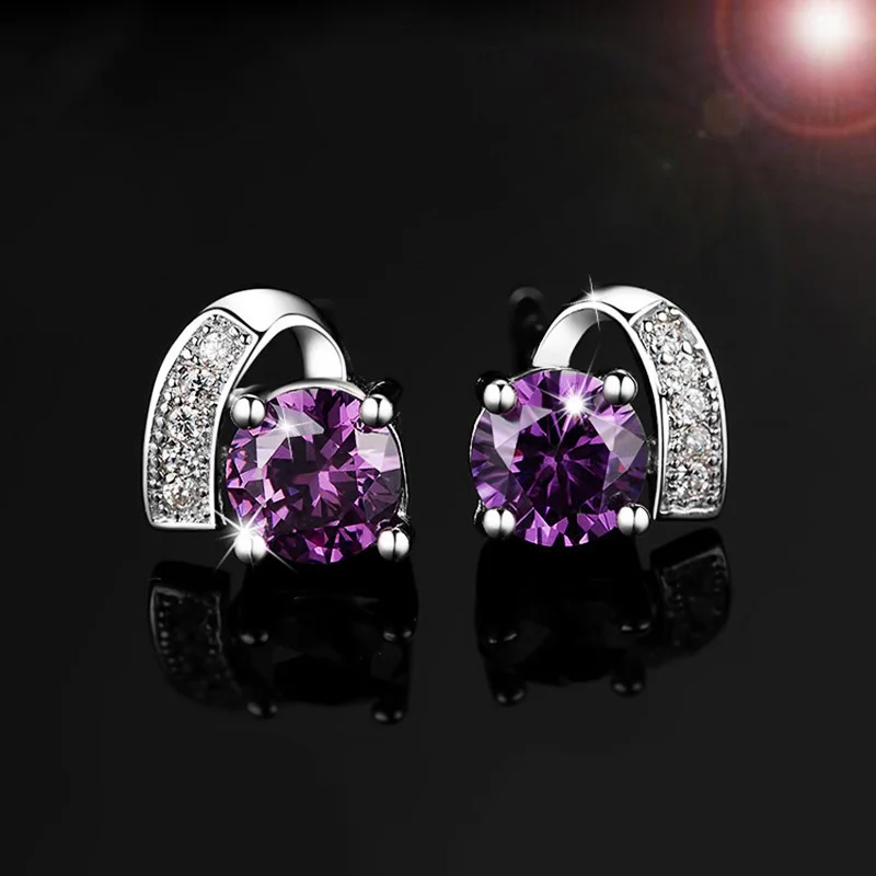 Женские серьги в форме сердца с кристаллами 925 пробы Серьги синим цирконием