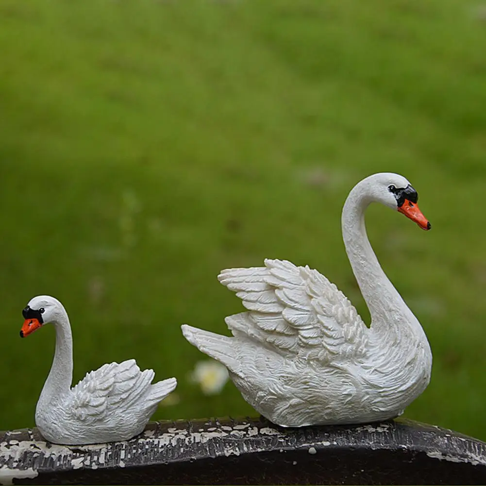 2 шт полимерная мини скульптура в виде Лебеди фонтана Сказочный Сад Микро пейзаж