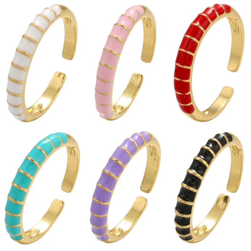 Позолоченные кольца на палец 18 карат тонкое неоновое эмалированное Открытое