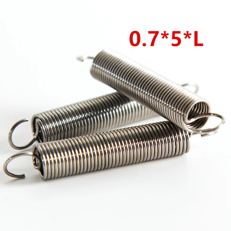 

10pcs Dual Hook Small Tension Spring 304 Stainless steel Extension spring wire dia 0.7mm Outer dia 5mm Length 15-50mm