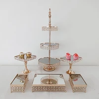 3pcs 8pcs crystal squere cake stand set birthday party macaron cupcake rack stand for wedding