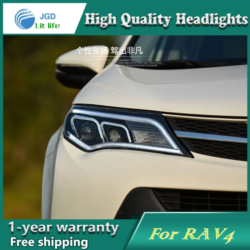 Автомобильный Стайлинг чехол для передней фары Toyota RAV4 2013 2015 светодиодный ные ДХО