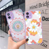 cute cartoon daisy flower phone case for iphone 12 11 mini pro xr xs max 7 8 plus x matte transparent purple back cover