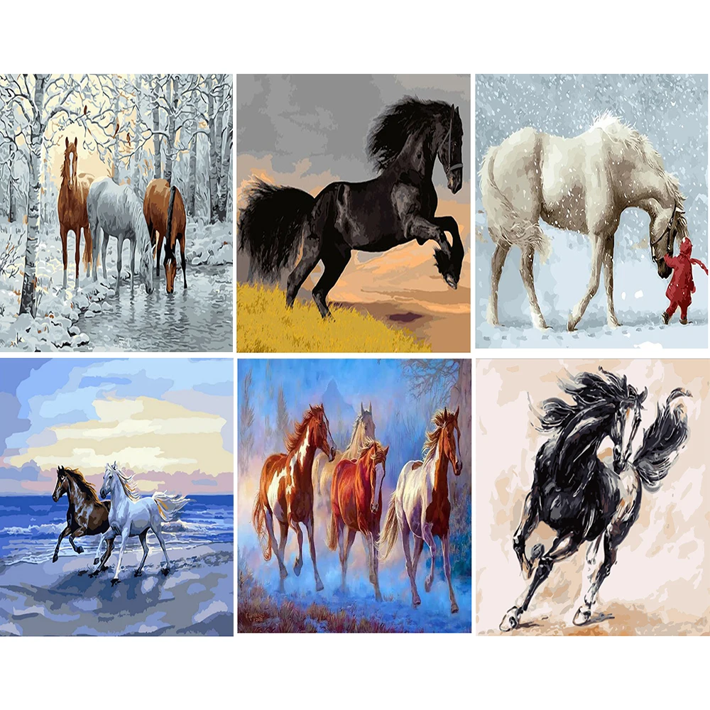 

Набор для рисования по номерам на холсте, лошади