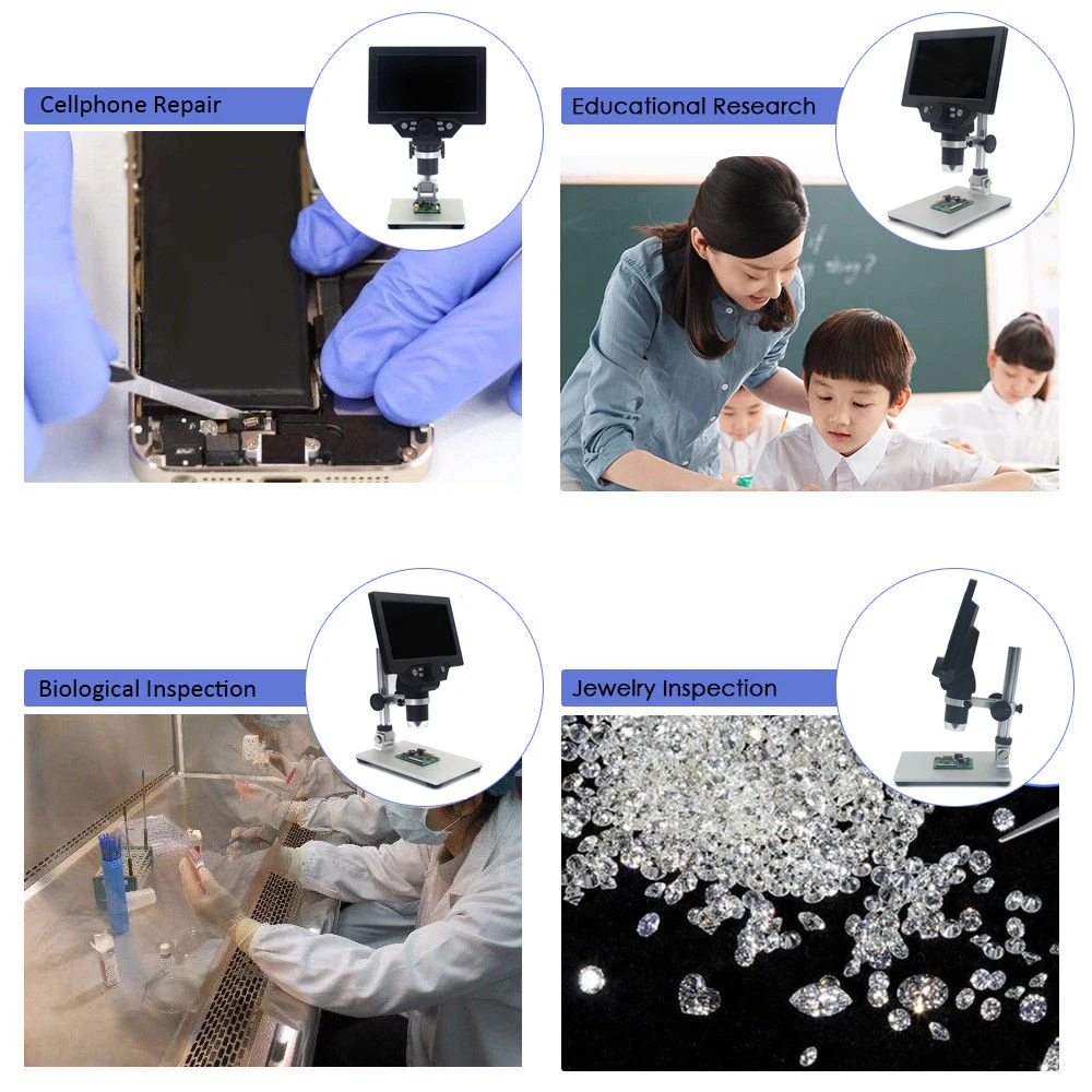 

1-1200X LCD Digital Microscope 7in Display 1080P HD For Lab Education Aluminum Alloy Stand (without lithium battery) practical