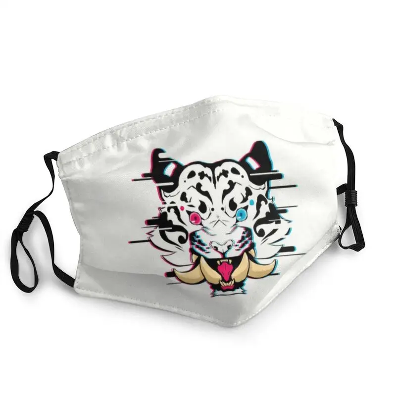 

Tiger Demon Glitch Adjustable Face Mask Men Women Japanese Cat Samurai Dustproof Protection Cover Respirator Mouth Muffle