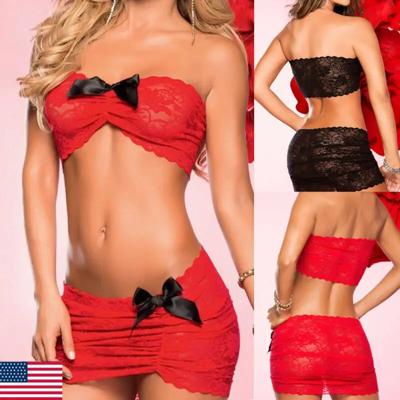 2 шт. сексуальное женское нижнее белье с кружевным бантом Красное и черное