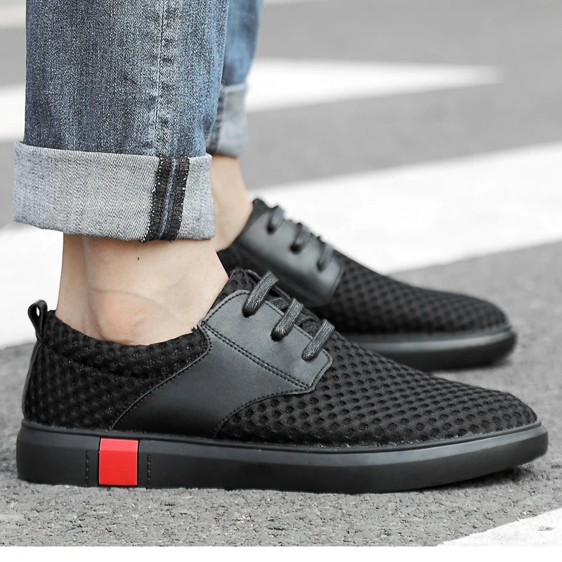 Кроссовки мужские сетчатые из дышащей кожи легкие повседневные уличные туфли