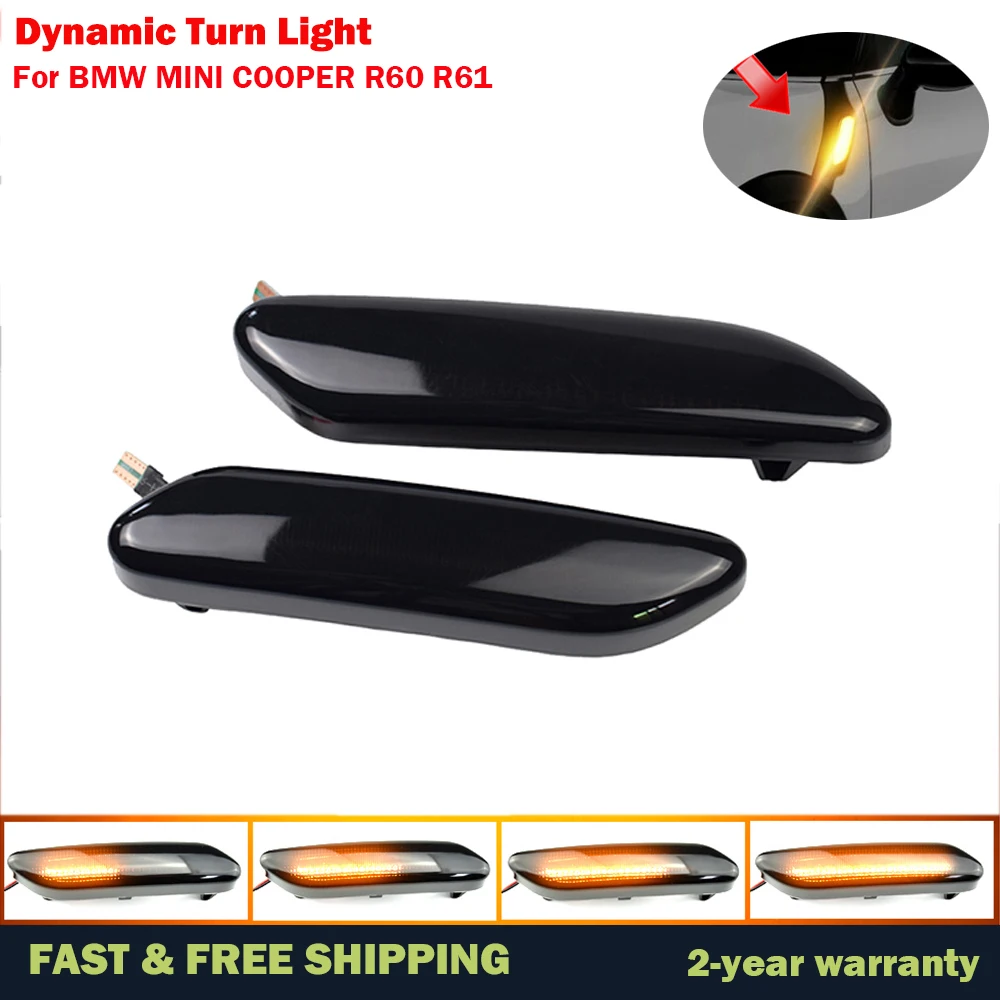 

For BMW MINI COOPER R60 R61 COUNTRYMAN PACEMAN Dynamic scroll flashing LED Side Marker Indicator Lamp Turn Signal Fender Lights