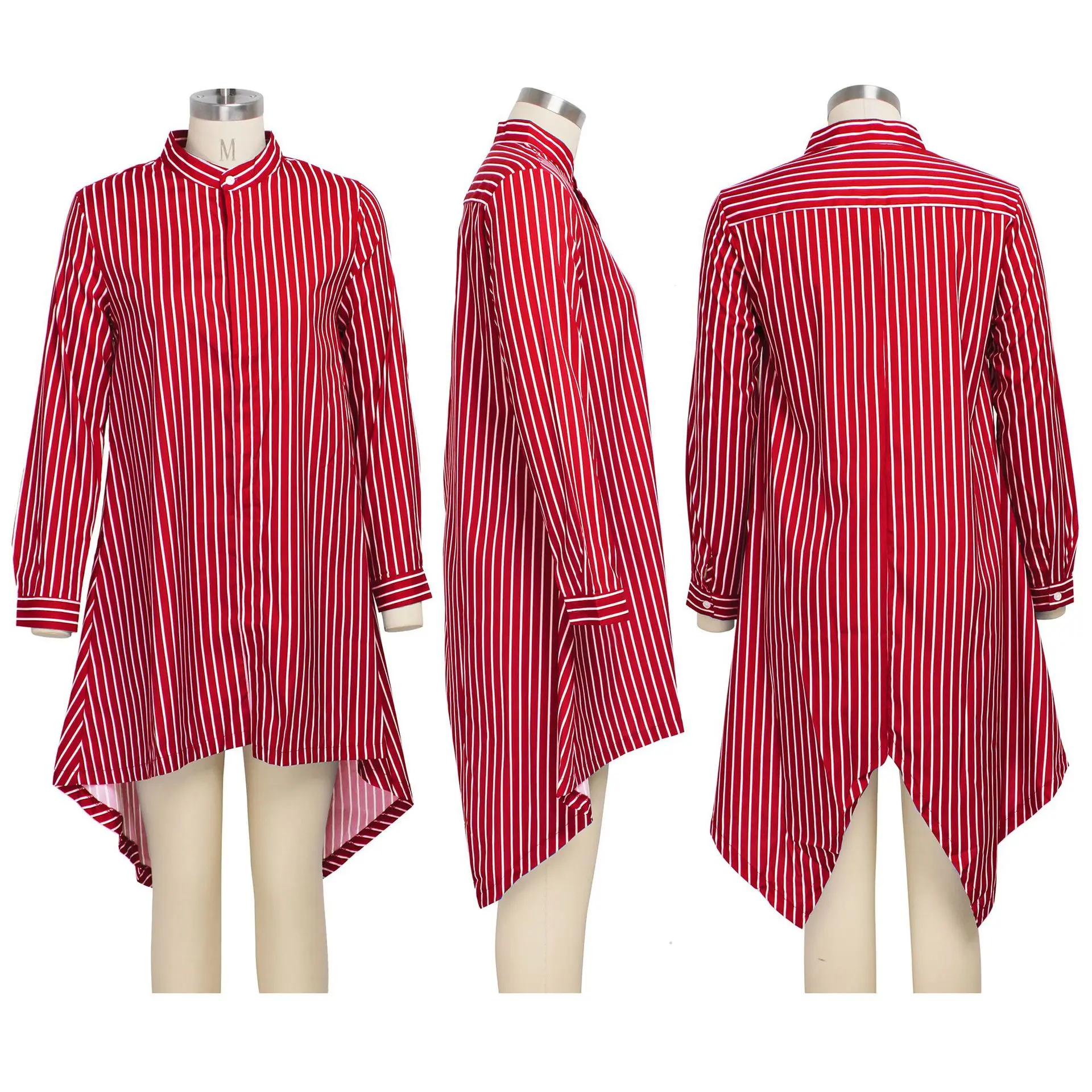 

European new sexy solid color stripe print women's shirt fashion slim o-neck long sleeve T-shirt