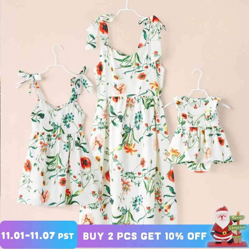Летнее семейное платье для мамы и дочки одинаковые наряды девочек дочери платья