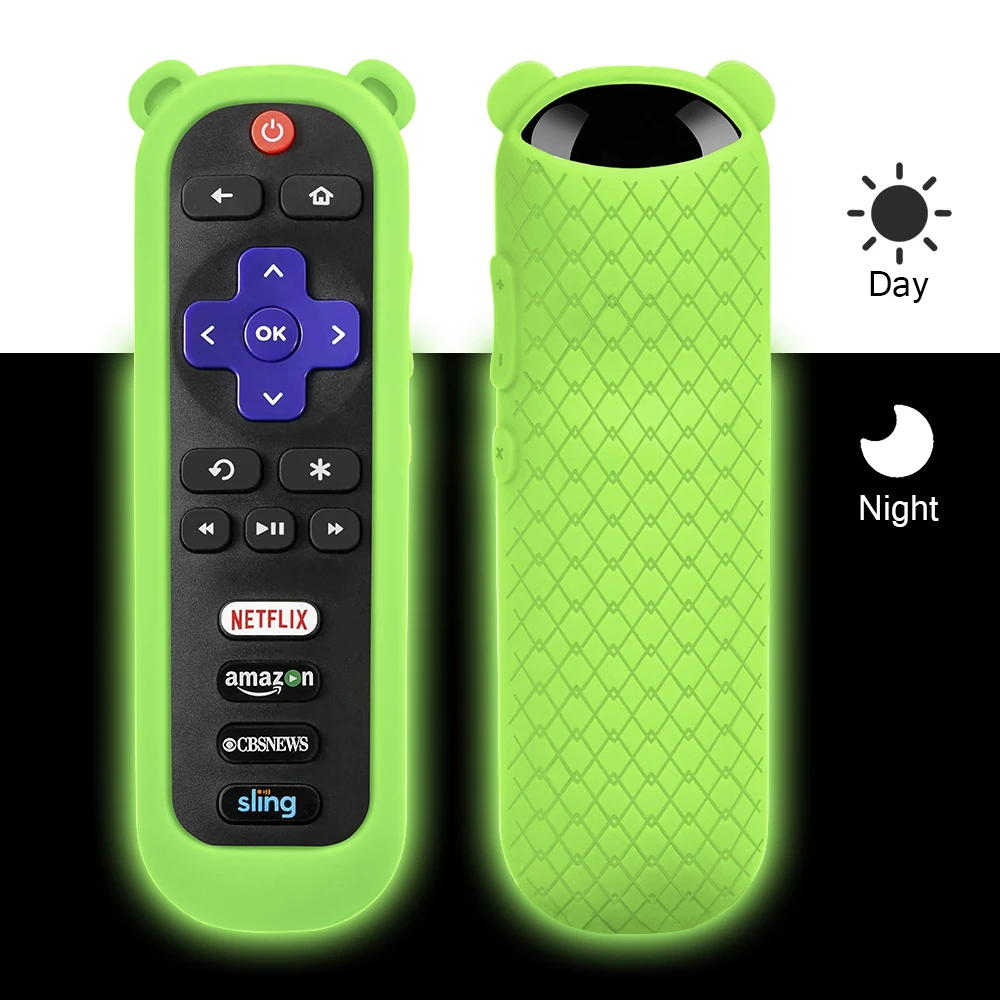 

Silicone Remote Control Case For TCL Roku TV RC280 282 Controller Cute Ear Shape Shockproof TCL Roku TV Remote Protective Cover