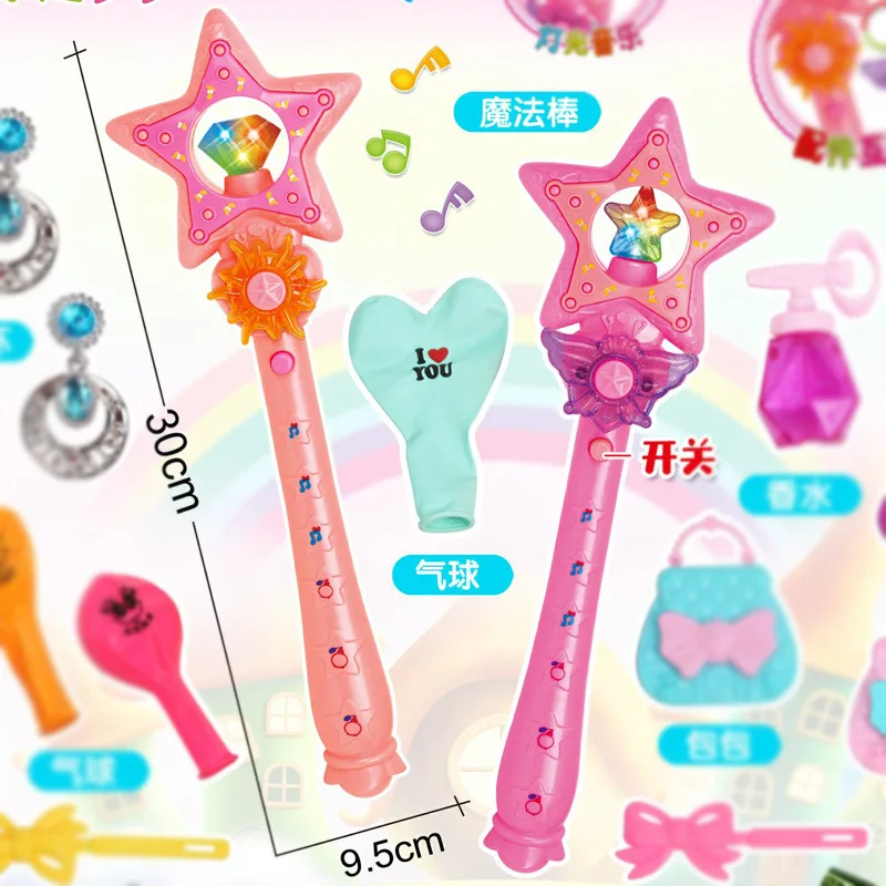 

LED Light Magic Wand Bubble Jewelry Music Birthday Pretend Princess SetFor Children Toy Gifts
