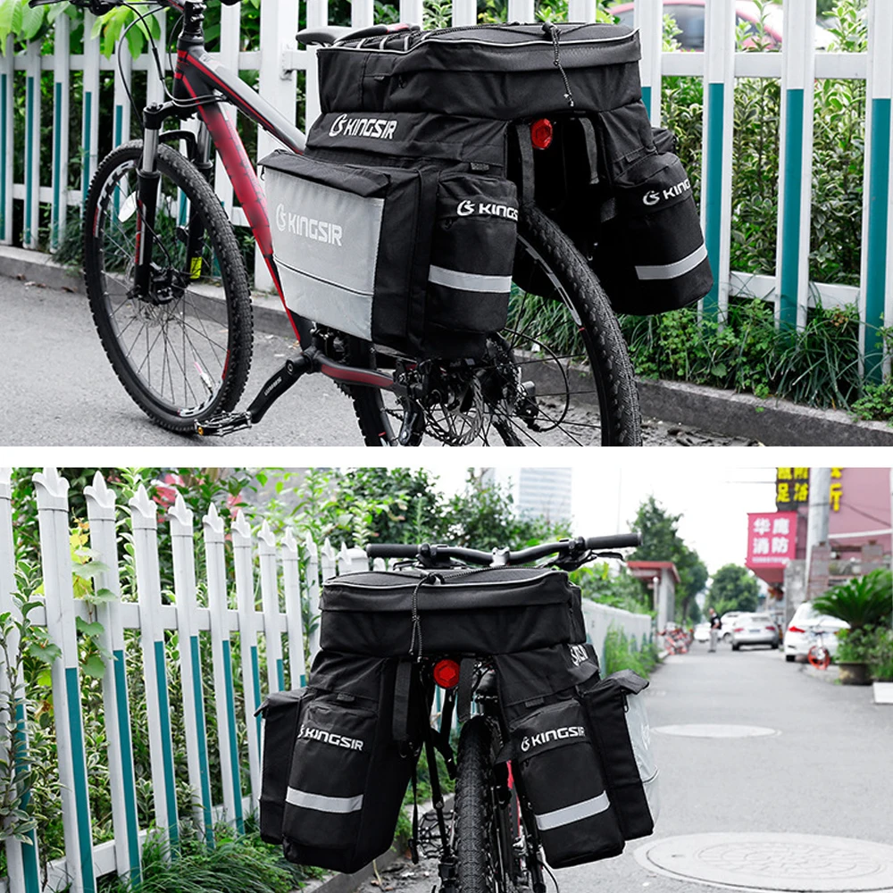 

Cycling Double Side Rear Rack Tail Seat Pannier Pack Luggage Carrier 3 in 1 Waterproof Mountain Road Bicycle Bike Trunk Bags