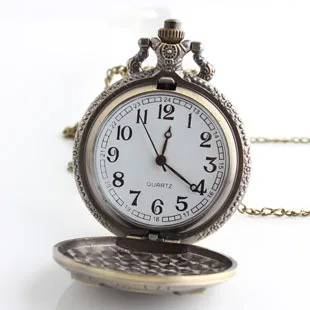 Винтаж Большой Размеры Сова Бронзовый кварцевые карманные часы Аналоговые в