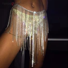 Блестящая мини-юбка с кисточками и кристаллами на цепочке, сексуальная женская юбка с регулируемой талией и блестками, Роскошные вечерние юбки для ночного клуба