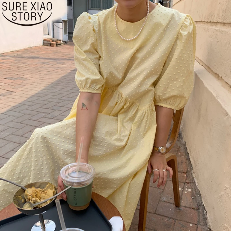 2021 Summer Korean Style Elegant dress vintage Floral Print High Waist V-neck Short Sleeve Fashion Casual Ankle-length Dresses