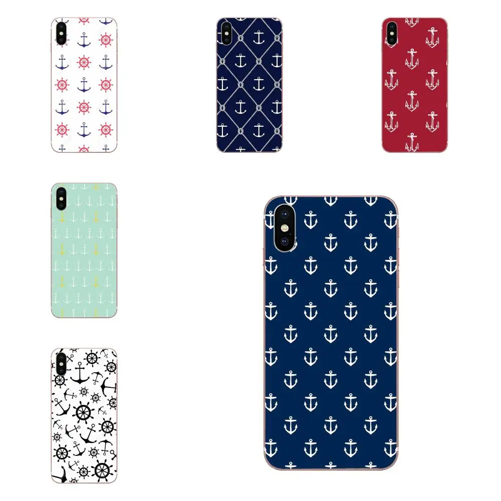 Роскошный чехол для телефона Apple iPhone 4 5 5C 6 6S 7 8 Plus X XS Max XR морской якорь милый синий