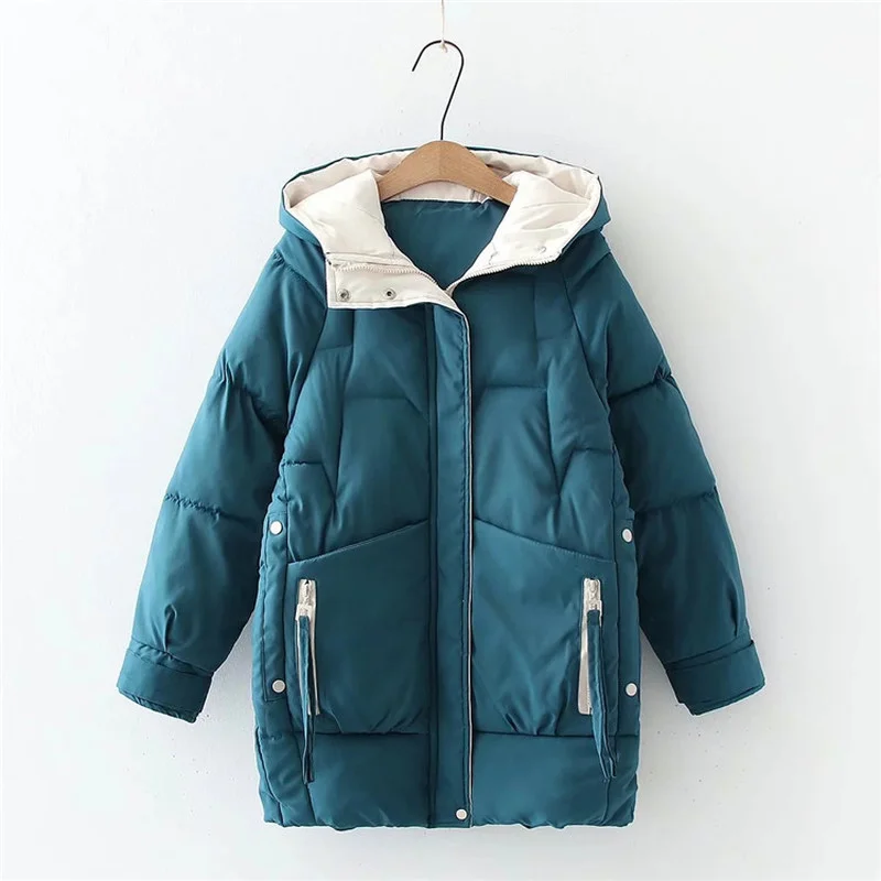 Winter Warm Thick Hooded Cotton Down Jacket 2021 Women  Newest Long Padded Parka For Women Oversize Winter Loose Cotton Coat