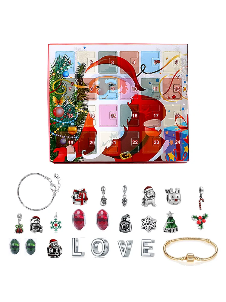 

Christmas Earrings Advent Calendars Countdown Calendar With Fashion Bracelet 24 Days Diy Christmas Bell Jewelry Gift For Kids