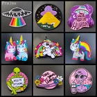 Радужные вышитые нашивки Prajna с единорогом, термоклейкие нашивки с изображением инопланетянина для одежды, аппликация с изображением звездного неба, мультяшный значок с вышивкой