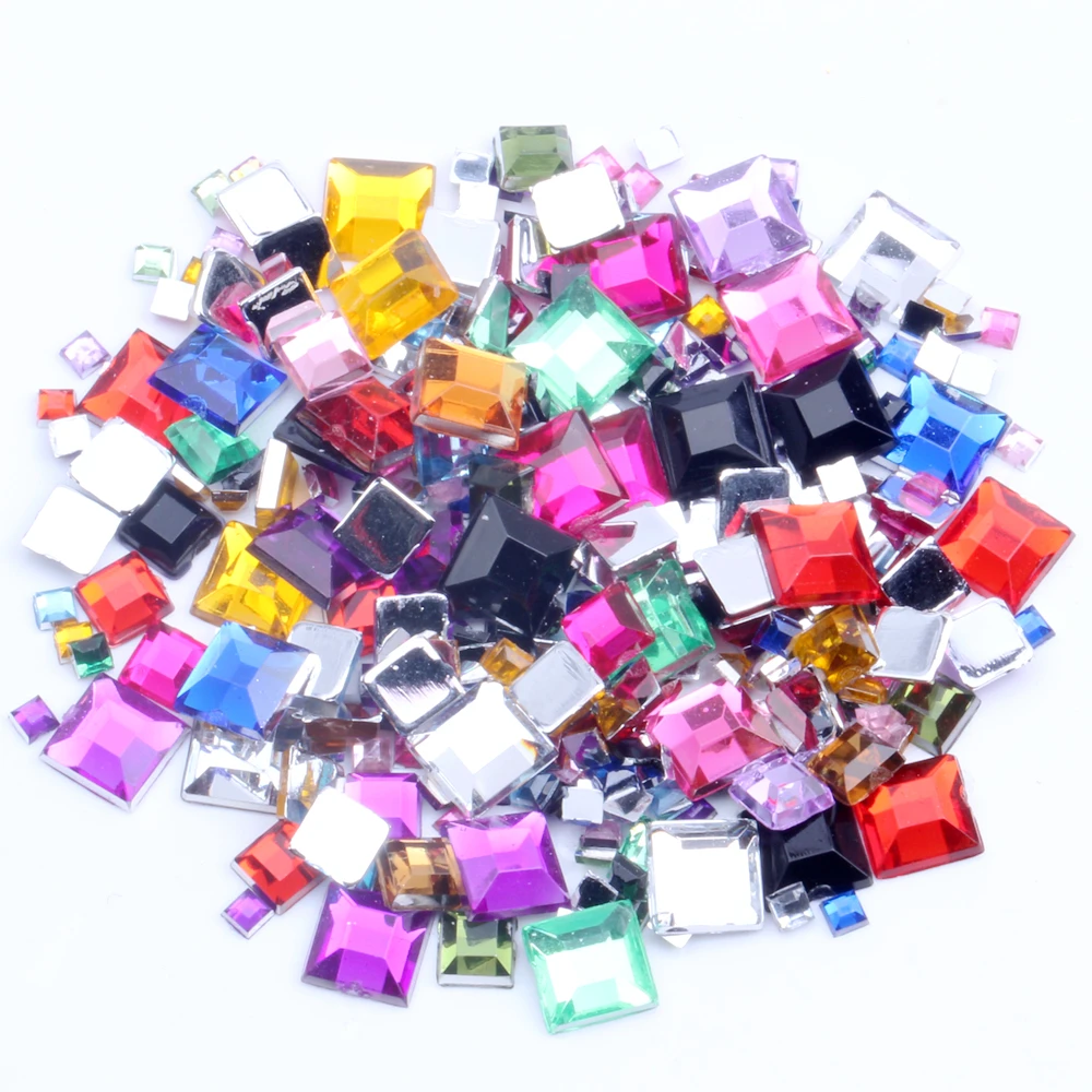 Квадратные Стразы для ногтей 2 4 6 мм разноцветные стразы с плоской задней