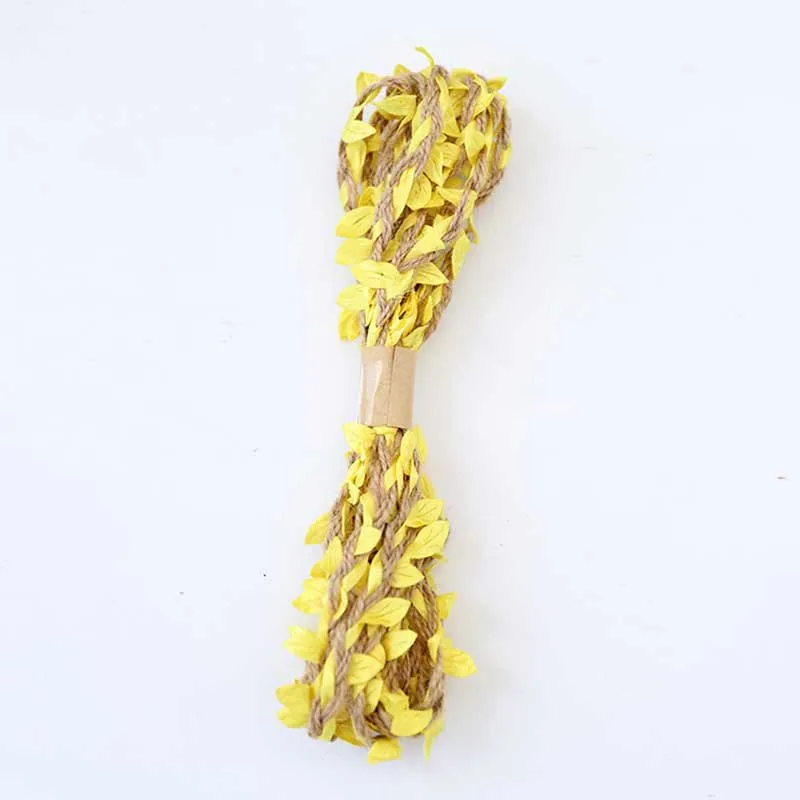 1 м 5 м Моделирование зеленых листьев ткачество пеньковая веревка DIY Свадебный День рождения Свадебные украшения ротанга Подарочный букет цветные нитки 5 мм