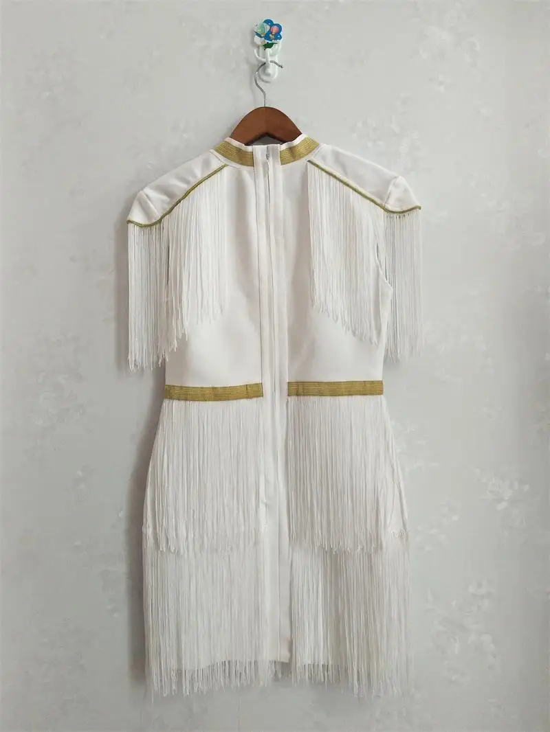 Женское облегающее платье Leger Babe черное красное белое с бахромой лето 2019 | Женская