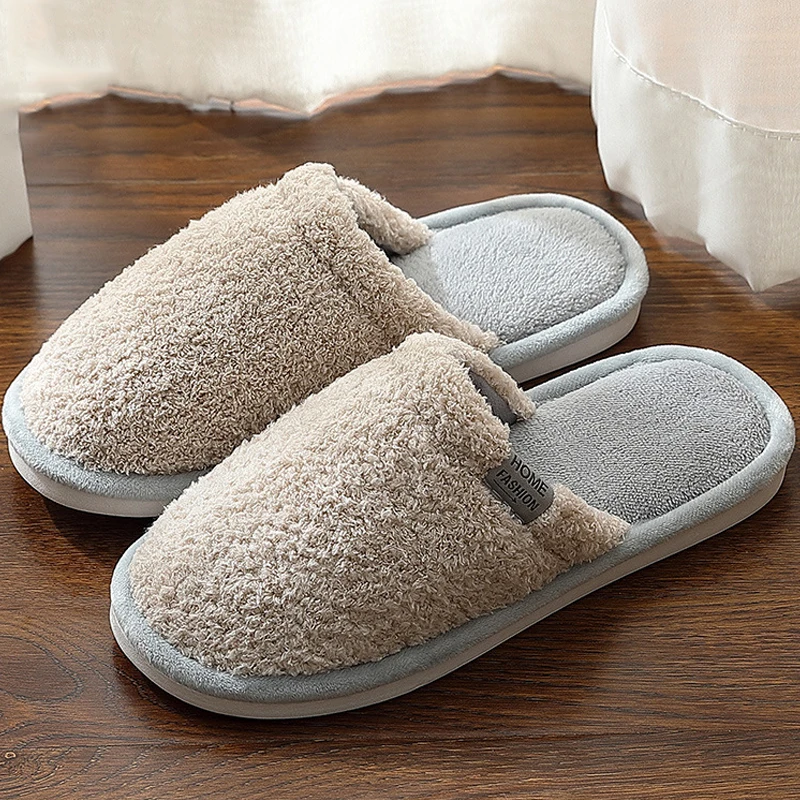 Зимние мужские тапочки Теплая домашняя обувь из флока и плюша Семейные