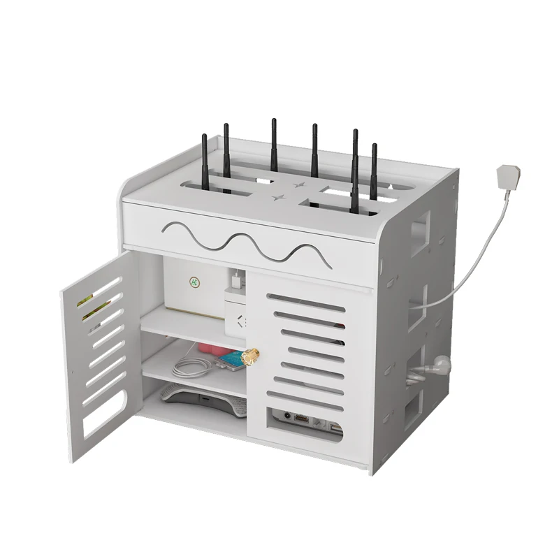 

2 Function Wireless Wifi Router Storage Box Panel Shelf Wall Hanging / On Desk Top Plug Board Bracket Cable Storage Organizer