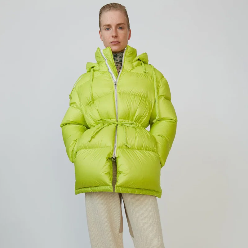 Janveny женский зимний пуховик с капюшоном 90% пальто на белом утином пуху модная