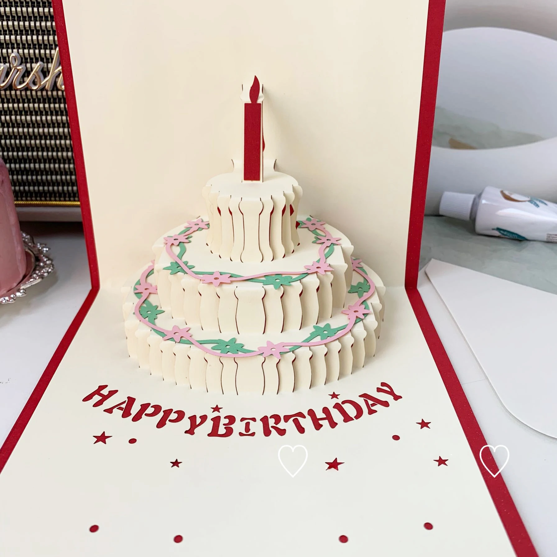 Открытка с днем рождения креативная 3D открытка тиснением бумажный торт