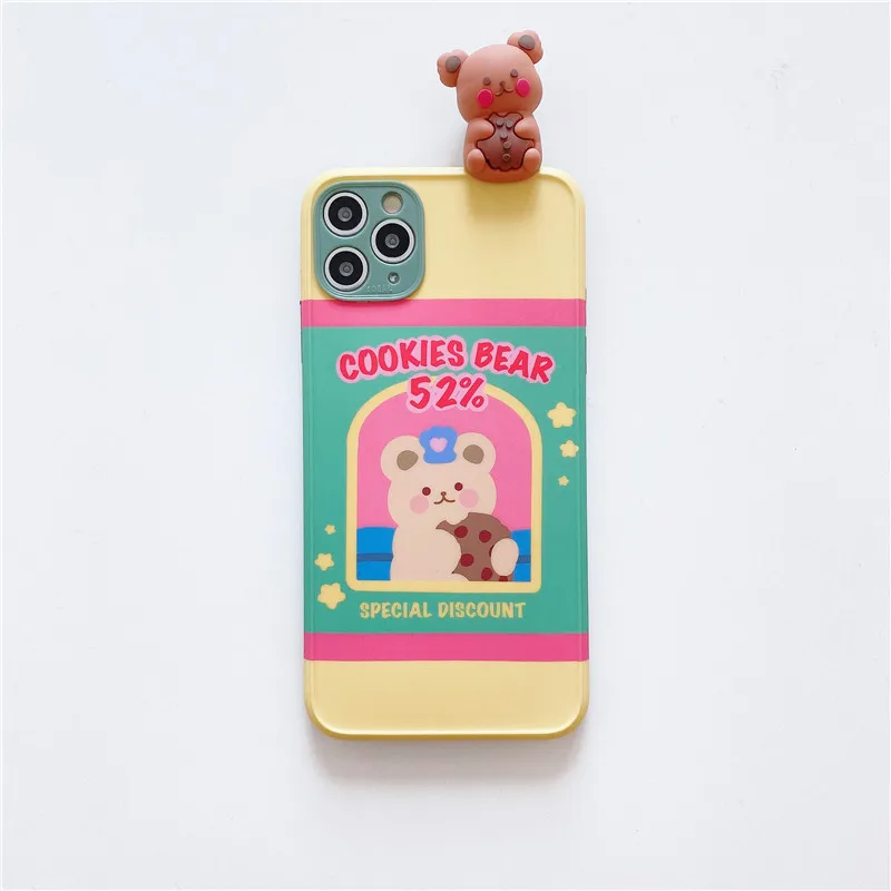 

Cartoon biscuit bear mobile phone case is suitable for iPhone11 12Pro Max mini X XR XSMax8 7PluS anti-fall protective back cover