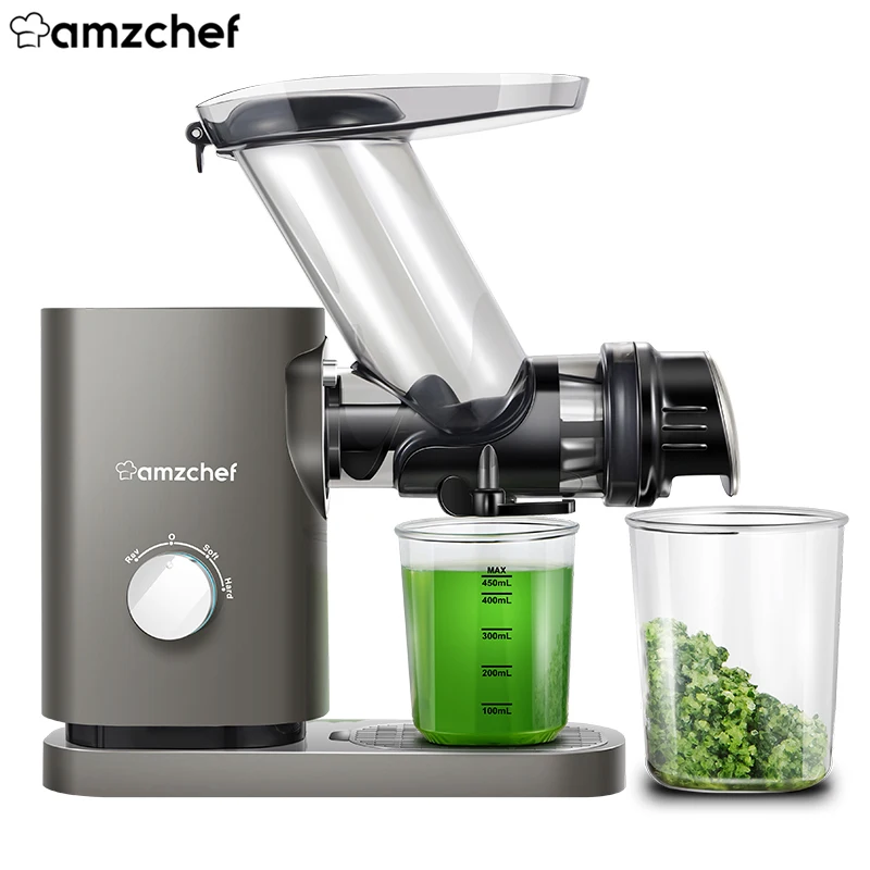 

AMZCHEF ZM1507 Slow Juicer Vegetables and Fruit Professional Juicer with Quiet Motor Reverse Function Juice Jug Cleaning Jug