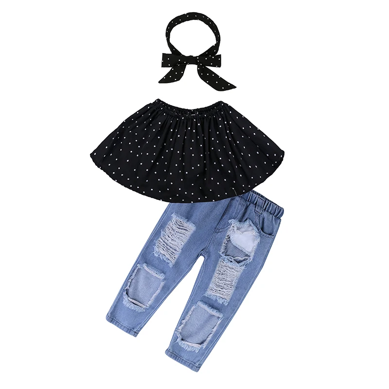 PT005 модная одежда для девочек 2019 летняя маленьких 3 шт. Комплект детской одежды с