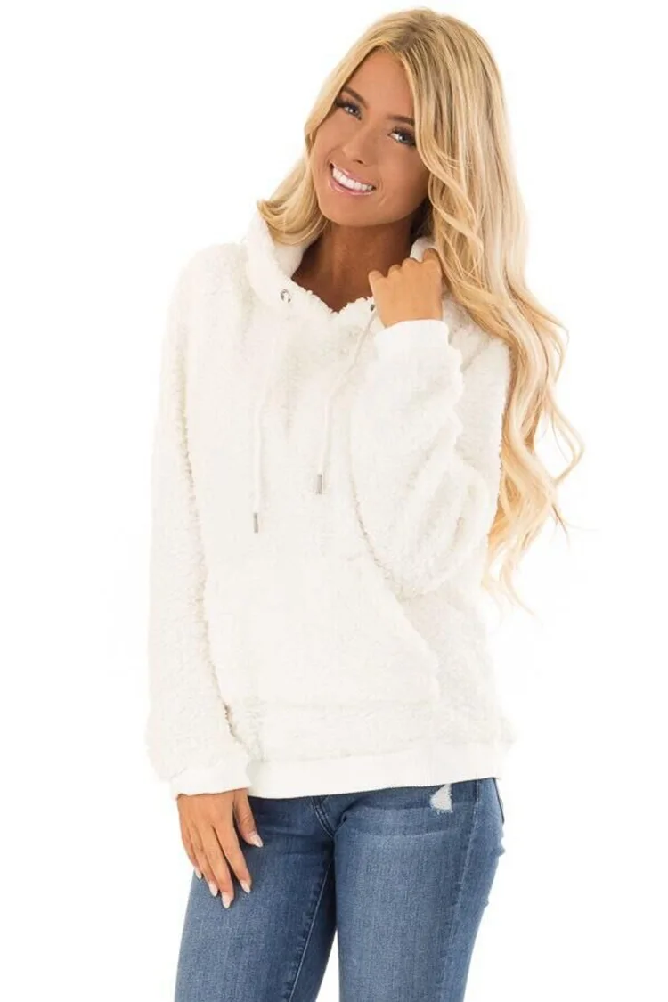 

2020 European And American-Style Winter New with Pockets Warm Plush Women's Hooded Nv Mao Shan