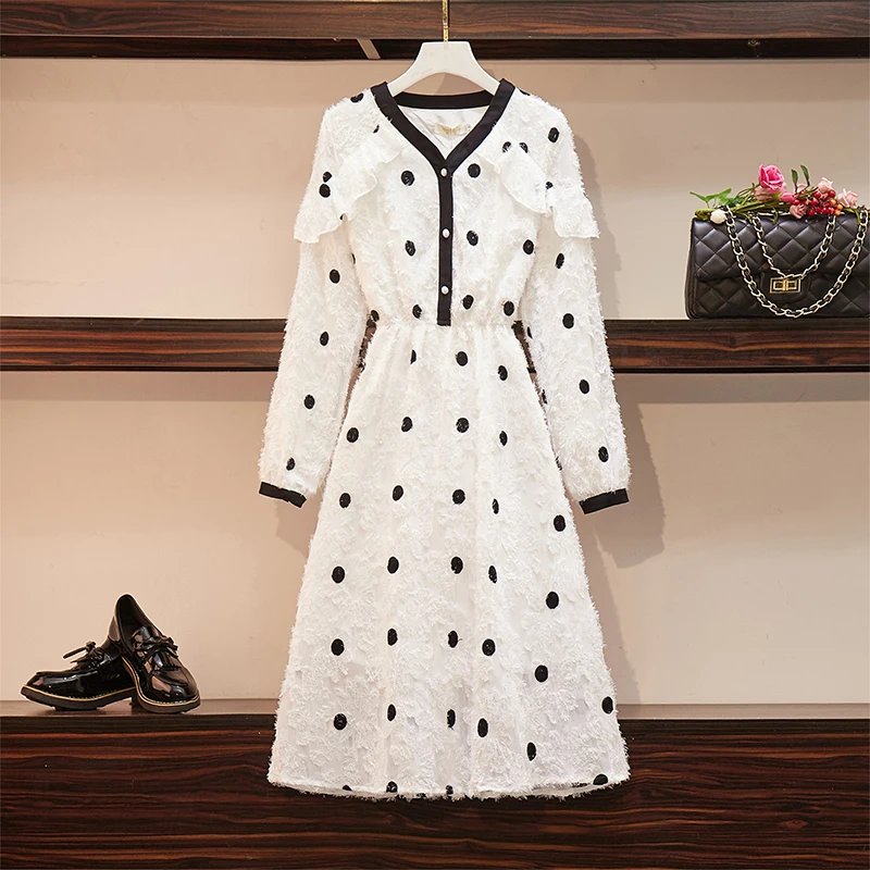 L 4XL размера плюс женское белое платье с кисточками осень 2020 v образным вырезом и