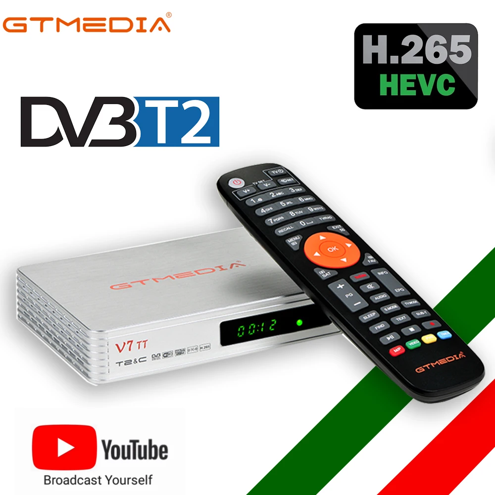 

New DVB-T2 Receiver STB GTMEDIA V7 TT DVB-T/T2+C/cable H.265 HEVC 10 bit,Terrestrial TV Receiver/ Tuner, Converter,CCam,Decoder