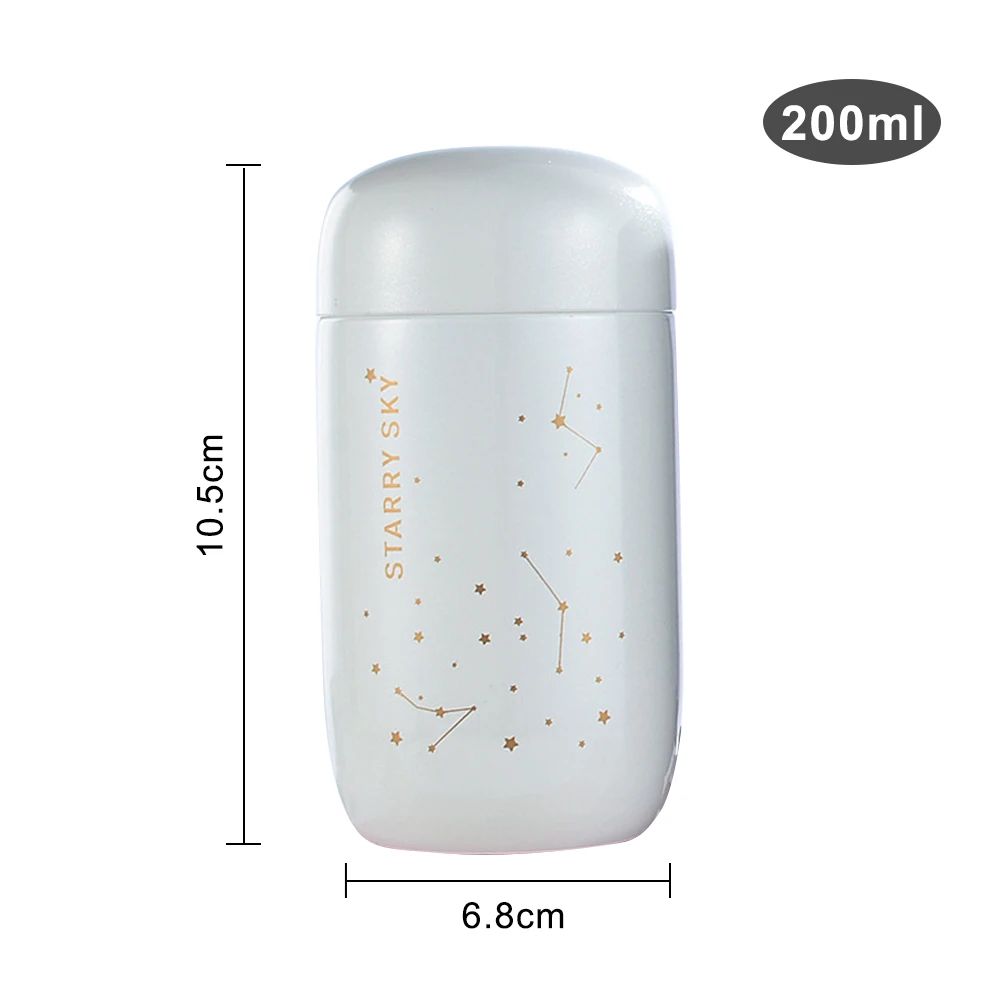 

200ML Thermos Bottle Starry Sky Mini Small Capacity Leakproof Coffee Mug Portable 304 Stainless Steel Vacuum Flask Water Cup