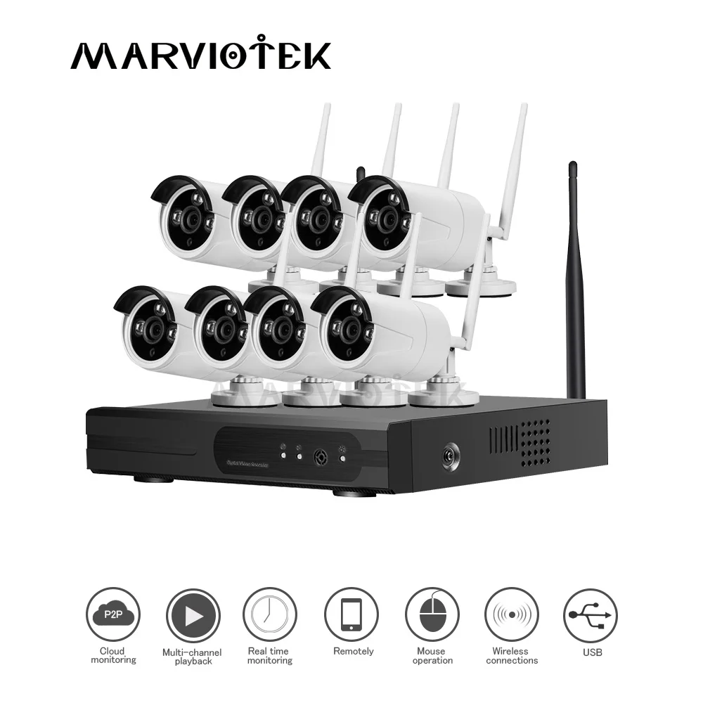 4CH CCTV камера система Беспроводная система камер домашней безопасности 8CH NVR комплекты наружная Водонепроницаемая ip-камера Wifi Видеонаблюдение ИК