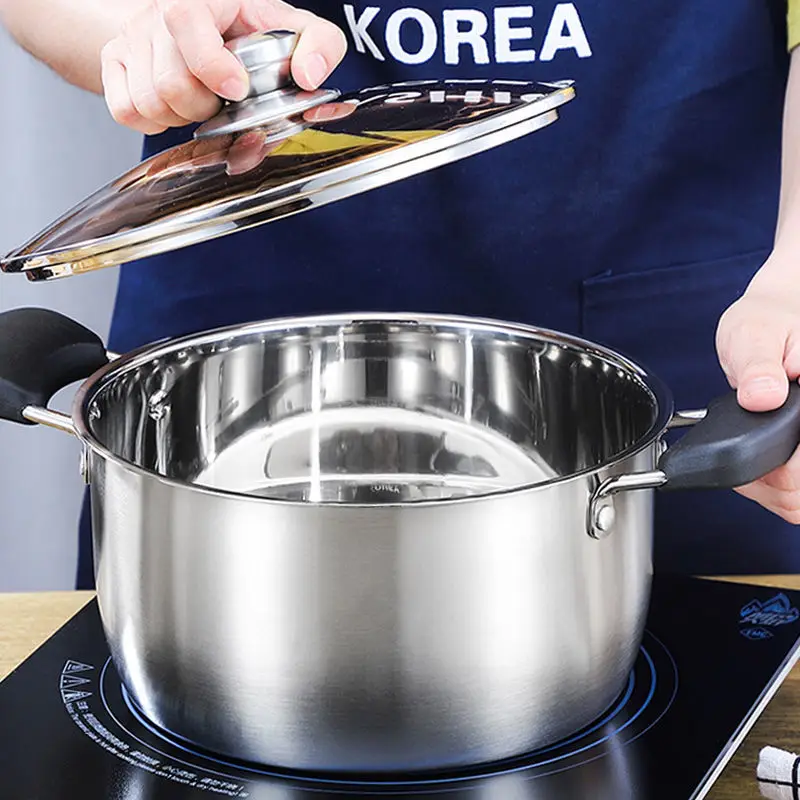 

Stainless Steel Soup Pot Milk Pot Non-stick Pot Baby Food Supplement Pot Induction Cooker Gas Stove Use Kitchen Pot Hotpot