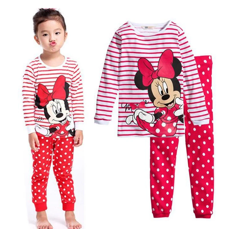 Детский пижамный комплект пижама Минни для маленьких девочек из 100% хлопка 2