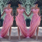 Сексуальное длинное платье подружки невесты с открытыми плечами и кружевной аппликацией, ТРАПЕЦИЕВИДНОЕ ПЛАТЬЕ для гостей свадьбы, платья подружки невесты