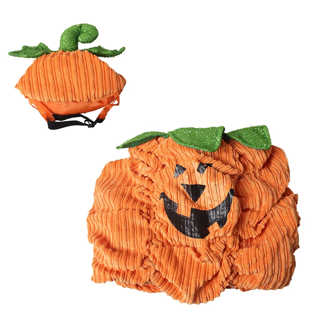 

1 Set of Party Pet Dressing Clothes Hat Pumpkin Pattern Costume Orange
