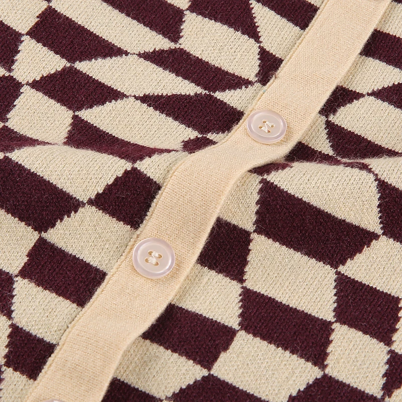 

Women Sexy V-neck Bodycon Dress Summer Vintage Geometric Pattern Halterneck Dress Woman Retro Single-breasted Knit Dress Vestido